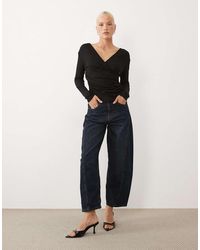 ASOS - Soft Lightweight Jersey Drape Wrap Long Sleeve Top - Lyst