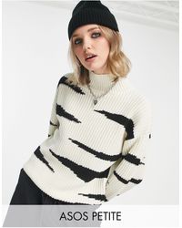 ASOS - Asos Design Petite Chunky Jumper With High Neck - Lyst