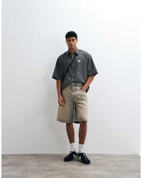 ASOS - Oversized Stripe Shirt With Placket Detail And Badge - Lyst