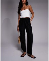 River Island - Plisse Wide Leg Trousers - Lyst