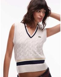 Lacoste - Chaleco Color Crema Estilo Jersey De -Blanco - Lyst