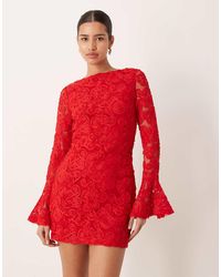 Gina Tricot - Long Sleeve Embroidery Mini Dress With Open Back - Lyst