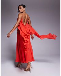 asos design chiffon overlay satin bias maxi dress ASOS DESIGN chiffon overlay satin bias maxi dress in plum