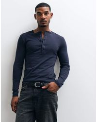 ASOS - Slim Fit Long Sleeve T-shirt With Henley Neck - Lyst