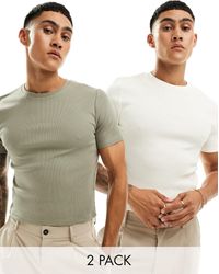 ASOS - – 2er-pack körperbetonte basic-t-shirts - Lyst