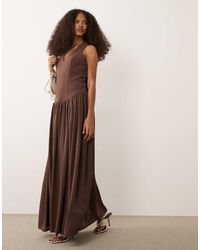 Pretty Lavish - Isadora Dropped Waist Fitted Halter Neck Maxi Dress - Lyst