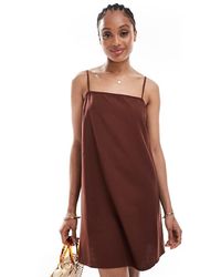 Vero Moda - Linen Touch Throw On Mini Dress - Lyst