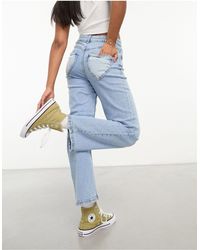 Miss Selfridge - Jeans dritti lavaggio medio con tasca a forma di cuore - Lyst