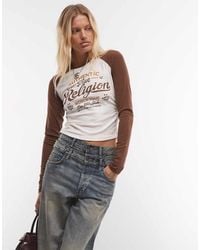 TRUE RELIGION - Crystal Graphic Logo Long Sleeve Raglan Top - Lyst