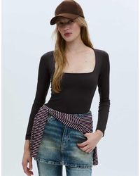 Stradivarius - Polyamide Bodysuit With Square Neckline - Lyst