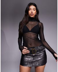 AFRM - Zadia High Neck Mesh Top - Lyst