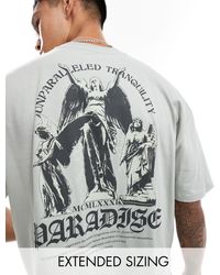 ASOS - T-shirt oversize squadrata grigia con stampa di cherubini sulla schiena - Lyst