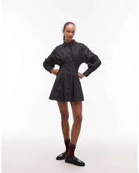 ASOS - Cinched Waist Balloon Sleeve Mini Shirt Dress - Lyst