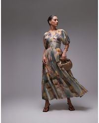 & Other Stories - – midikleid aus leinenmix mit blumenprint - Lyst