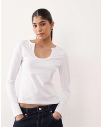 ASOS - Wide Scoop Notch Neck Mini Rib Top - Lyst