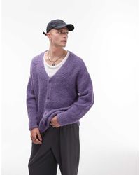 TOPMAN - Relaxed Fit Boucle Cardigan - Lyst