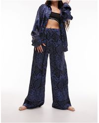 TOPSHOP - Snake Print Satin Piped Shirt And Trouser Pyjama Set - Lyst
