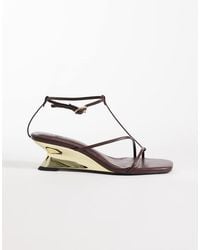 ASOS - Hightide Minimal Strappy Electroplated Wedge Sandals - Lyst