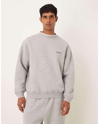 ASOS - Sudadera Gris Jaspeado Extragrande Con Estampado En El Pecho De (Parte De Un Conjunto) - Lyst