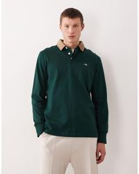 GANT - Cord Collar Long Sleeve Polo Shirt - Lyst