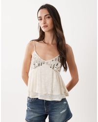 Miss Selfridge - Festival Sequin Detail Babydoll Cami Top - Lyst