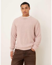 ASOS - Relaxed Long Sleeve Knitted Crew Neck Rib Jumper - Lyst