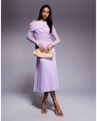 ASOS - Long Sleeve Slouchy Bardot Mesh Mix Maxi Dress - Lyst