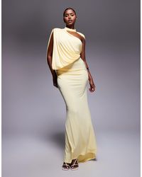 ASOS - One Shoulder Drape Maxi Dress With Cape Detail - Lyst