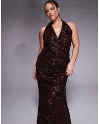 ASOS - Asos Design Curve All Over Sequin Plunge Maxi Dress - Lyst