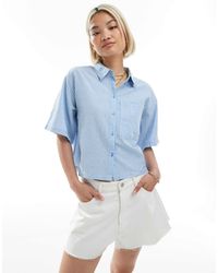 JJXX - Seersucker Oversized Cropped Shirt - Lyst