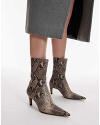 TOPSHOP - Neeve Premium Leather High Heeled Ankle Boots - Lyst