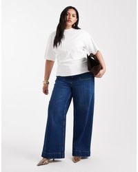 ASOS - Asos Design Curve High Waist Wide Leg Jeans With Front Pockets - Lyst