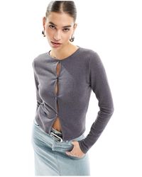 Collusion - Acid Wash Button Trim Long Sleeve Top - Lyst