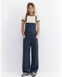 Pull&Bear - – lange, gestreifte jeans-latzhose - Lyst