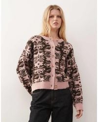 Reclaimed Vintage - Knitted Boxy Cardigan With Tapestry Print - Lyst