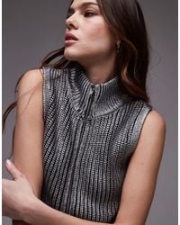 Mango - Top zippé sans manches à col montant - Lyst