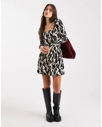 Miss Selfridge - Drop Waist Long Sleeve Mini Dress - Lyst