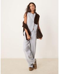 ASOS - Tailored Straight Leg Trousers With Linen Co-Ord - Lyst
