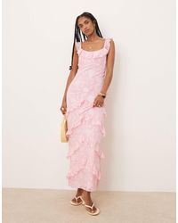 Pretty Lavish - Ruffle Jacquard Maxi Dress - Lyst