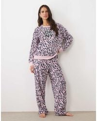 DKNY - Stretch Fleece Long Sleeve Top & Pant Pyjama Set - Lyst