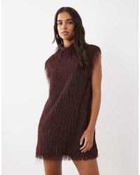 ASOS - Fluffy Sleeveless Funnel Mini Dress - Lyst
