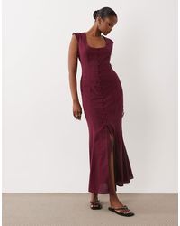 ASOS - Square Neck Button Down Midi Sundress - Lyst