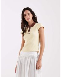 laagam - Erya Contrast Polo Top - Lyst
