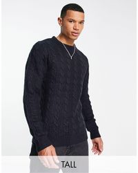 French Connection - Tall Wool Mix Cable Crew Neck Jumper - Lyst