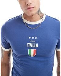 ASOS - T-Shirt Attillata Stile Football Con Stampa Dell'Italia - Lyst