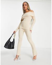 Missy Empire - Ribbed Knit Flared Trouser Co-ord - Lyst