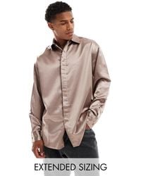 ASOS - Oversized Satijnen Overhemd Met Verborgen Knopen - Lyst