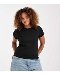 Vero Moda - Ribbed Round Neck T-shirt - Lyst