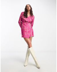 Annorlunda - Neon Check Cut-about Tailored Blazer Dress - Lyst