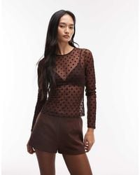 ASOS - Flocked Mesh Long Sleeve Top - Lyst
